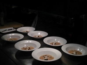 Cepe soup ready to go for a large party