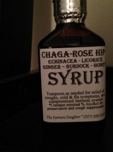 Chaga-rose hip cough syrup from The Farmer's Daughter in central Maine
