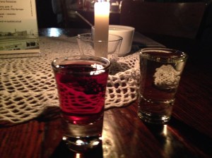 Cherry and bison grass  (Zubrowka) vodkas